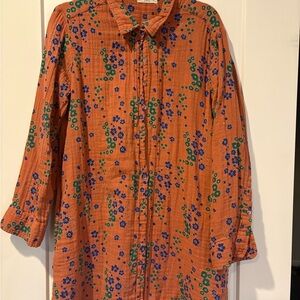 Natural Life Orange Floral Shirt